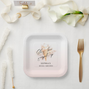Wasserfarbenes Rosa Eiscreme-Brautabschied Pappteller