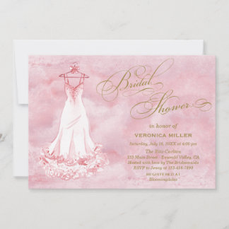 Wasserfarbenes Rosa Hochzeitskleid Brautparty Einl Einladung