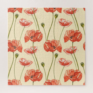 Wasserfarbenes rotes Muster. Puzzle