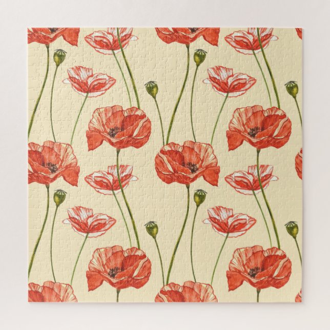 Wasserfarbenes rotes Muster. Puzzle (Vertikal)