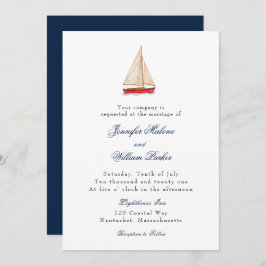 Wasserfarbenes Segelboot Einladung Wassersport