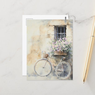 Wasserfarbenes Shabby Chic Vintag Bike Postkarte