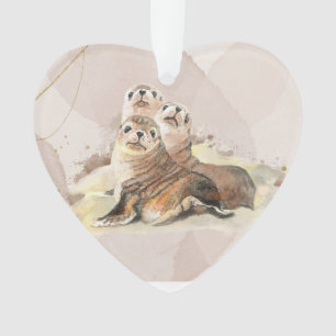 Wasserfarbenes Siegel Tiere Wildlife Foto Ornament