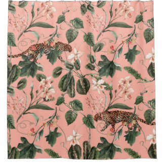 Wasserfarbenes tropisches exotisches Muster mit Or Duschvorhang