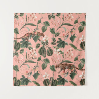 Wasserfarbenes tropisches exotisches Muster mit Or Wandteppich