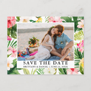 Wasserfarbenes tropisches Foto Save the Date Postkarte