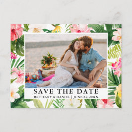 Wasserfarbenes tropisches Foto Save the Date Postkarte