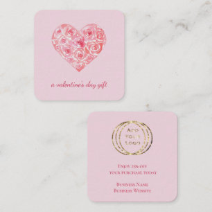 Wasserfarbenes Valentinstag-Sale-Logo Quadratische Visitenkarte