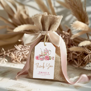 Wasserfarbenes vintage rosa floral Brautparty-Gesc Geschenkanhänger