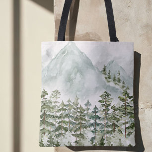 Wasserfarbenes Wald- und Bergmotiv