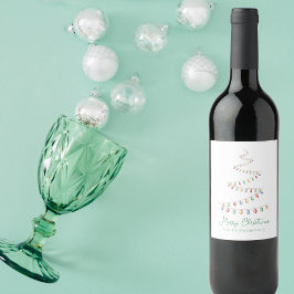 Wasserfarbenes Weihnachtsbaumleuchten Kundenspezif Weinetikett