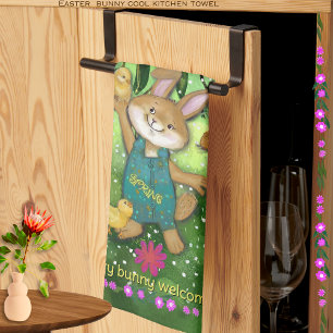 Wasserfarbenes weißes Osterhase Geschirrtuch