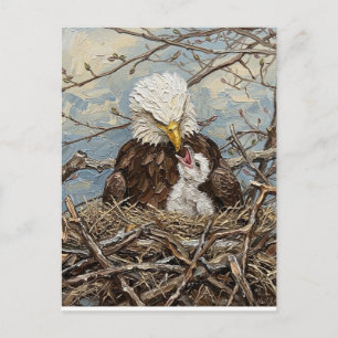 Wasserfarbenes Weißkopfseeadler-Nest mit persönlic Postkarte