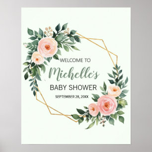 Wasserfarbenes Willkommensschild für Baby Shower m Poster