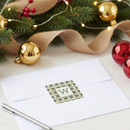 Wasserfarbenes Winter-Botanikmuster Quadratischer Aufkleber