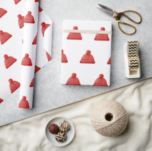 Wasserfarbenes Winterhuttenmuster. Weihnachtsfeier Geschenkpapier