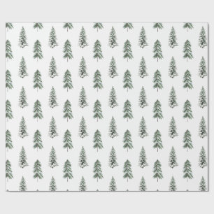 Wasserfarbenes Winterwald-Baum-Motiv Geschenkpapier