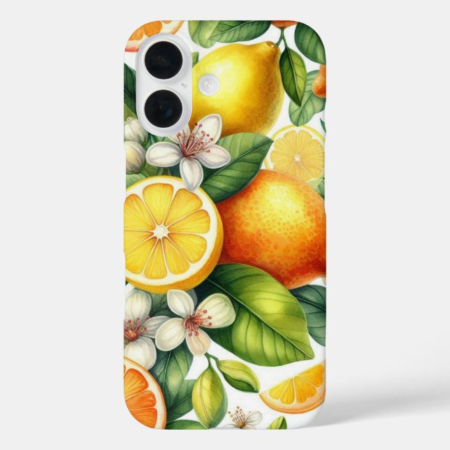 Wasserfarbenes Zitrusfruchtmuster Case-Mate iPhone Hülle (Rückseite)
