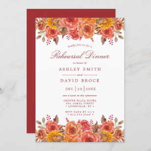 Wasserfarbenfall Flora Rustikale Probe Abendessen Einladung