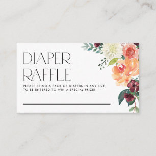 Wasserfarbenfall Floral Bouquet Diaper Raffel Begleitkarte