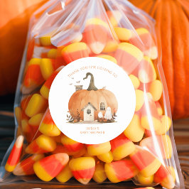 Wasserfarbenfall Halloween Danke Baby Dusche Runder Aufkleber