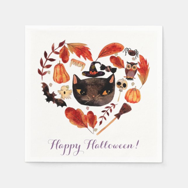 Wasserfarbenfall Halloween-Party Niedlich Whimsist Serviette (Vorderseite)