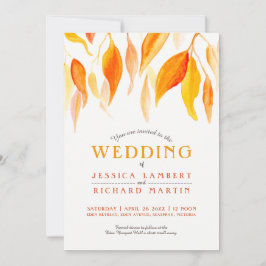 Wasserfarbenfall Herbst Blätter Hochzeit Einladung