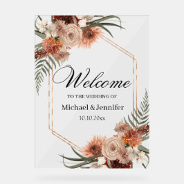 Wasserfarbenfall Herbst Blumen Hochzeitsempfang Acrylschild