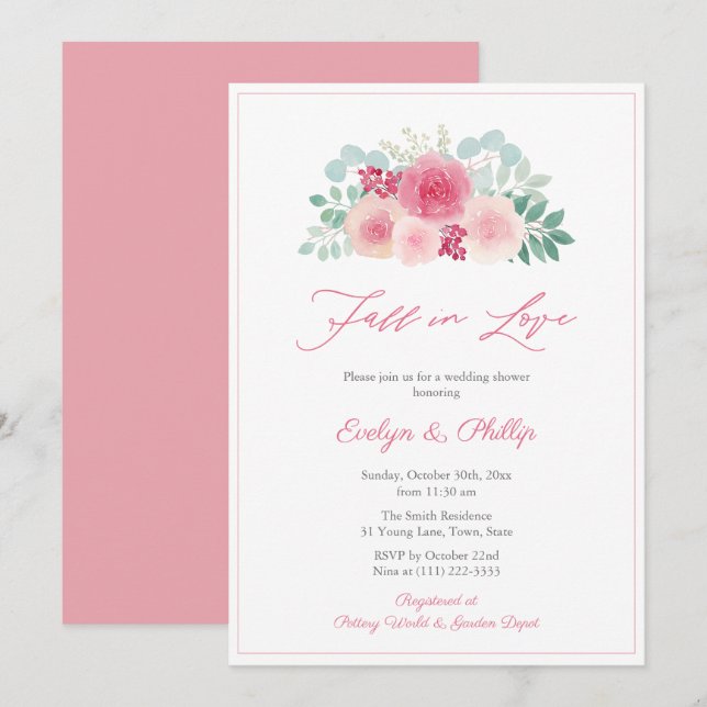 Wasserfarbenfall in Liebe Herbst Brautparty Party Einladung (Vorne/Hinten)