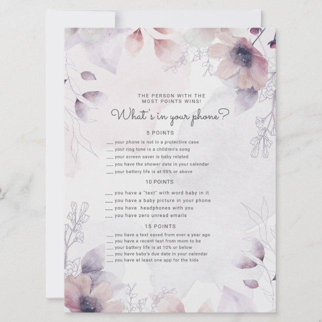 Wasserfarbenfall Neliae Baby Shower Telefonkarte (Vorderseite)