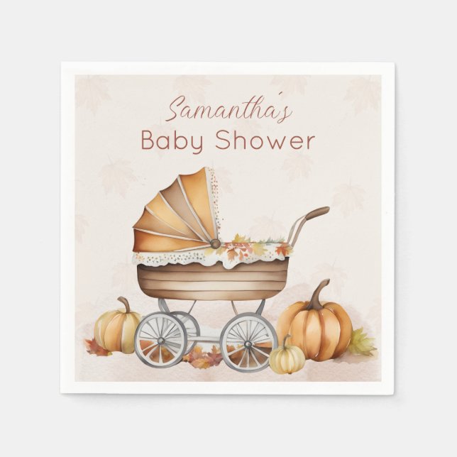 Wasserfarbenfall Pumpkin Baby Dusche Serviette (Vorderseite)