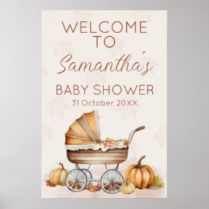 Wasserfarbenfall Pumpkin Baby Dusche Willkommen Poster