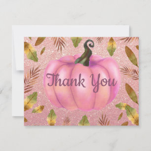 Wasserfarbenfall Pumpkin Rose Gold Glitzer Rosa Dankeskarte