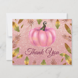 Wasserfarbenfall Pumpkin Rose Gold Glitzer Rosa Dankeskarte