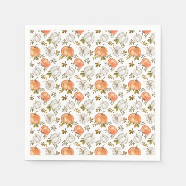 Wasserfarbenfall Rustikale Pumpkins Serviette (Vorderseite)