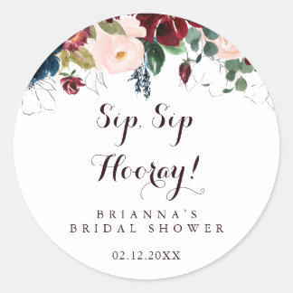 Wasserfarbenfall Sip Hooray Brautparty Runder Aufkleber