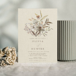Wasserfarbenfall Wildblumen Imitate Linen Hochzeit Einladung