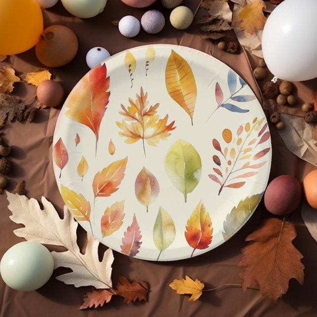 Wasserfarbenfallen Pappteller (Fall Foliage Paper plates)