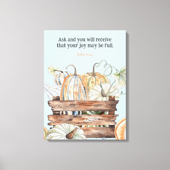 Wasserfarbenfallen Pumpkins mit Joybibelverse Leinwanddruck (Vorderseite)