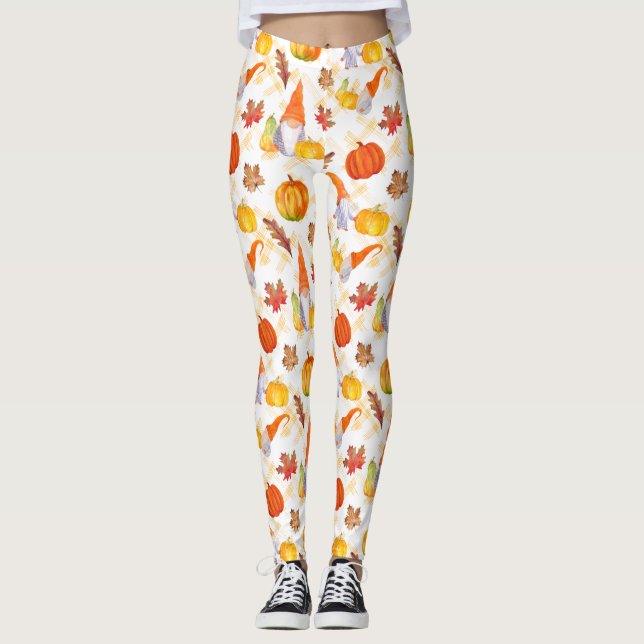 Wasserfarbenfallen, Pumpkins und Blätter Leggin Leggings (Vorderseite)