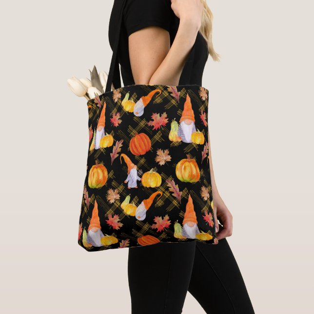 Wasserfarbenfallen, Pumpkins und Blätter Tasche B (Von Nahem)