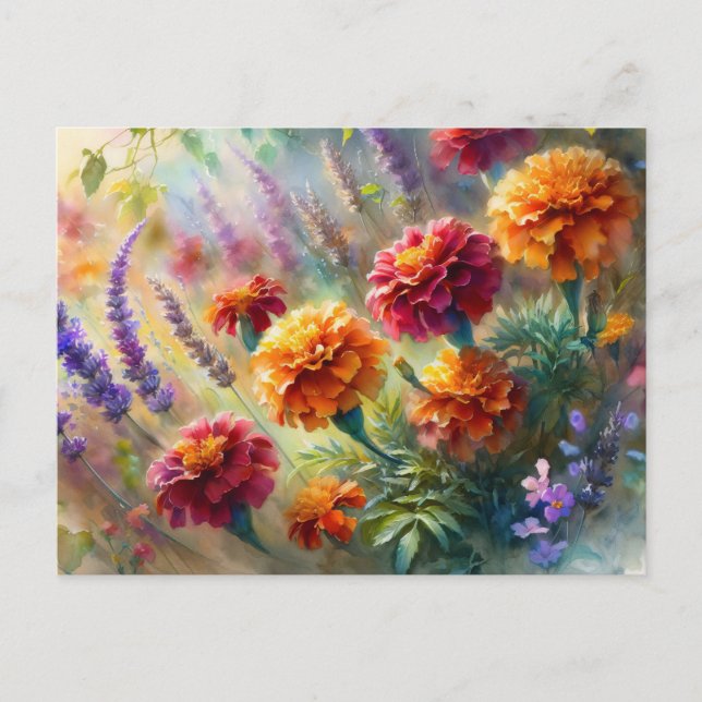 Wasserfarbenfänger und Lavendergarten Postkarte (Vorderseite)