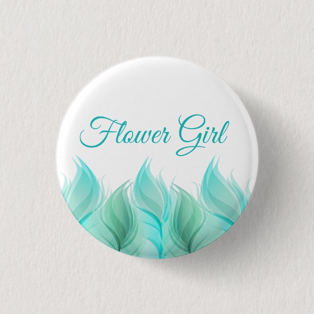 Wasserfarbenfeathers Blumen Girl Button (Vorderseite)