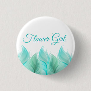 Wasserfarbenfeathers Blumen Girl Button