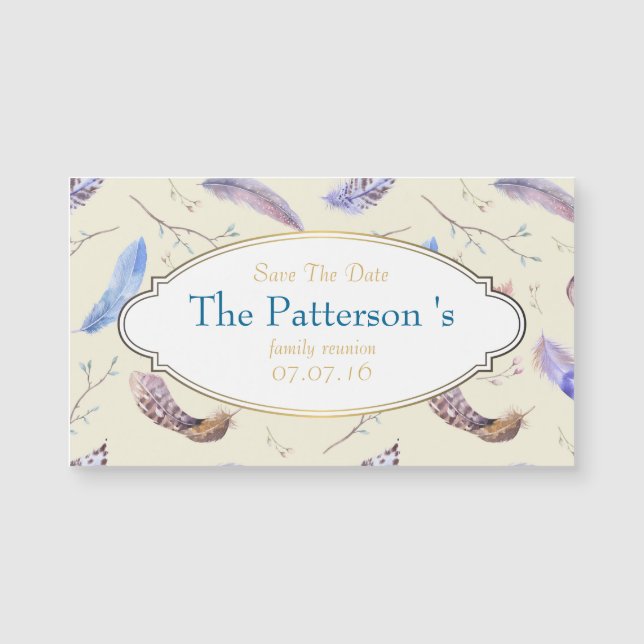 Wasserfarbenfeathers Family Wiedersehen Save the D Magnetkarte (Vorderseite)