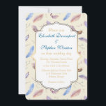 Wasserfarbenfedermuster und Extravagante RahmenWed Einladung<br><div class="desc">Eine hübsche und elegante Einladung zur Hochzeit. Ein Typografie-Design mit einer inspirierenden motivierend Botschaft. Das Zitat besagt: Hören Sie alle, pflücken Sie eine Feder von jeder vorbeikommenden Gans, aber folgen Sie niemandem absolut. Der Hintergrund ist ein Aquarellfedermuster mit einem cremefarbenen Hintergrund. Das Zitat ist Set auf einem Rahmen mit einem...</div>