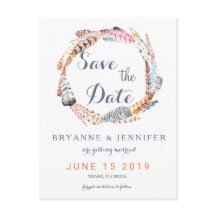 Wasserfarbenfedern Rustikale Bohemisch Save the Da