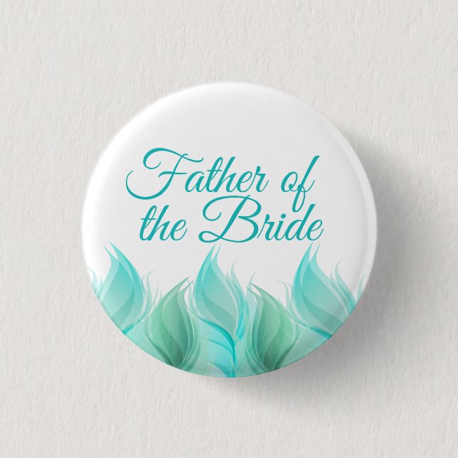 Wasserfarbenfedern Vater der Braut Button (Vorderseite)