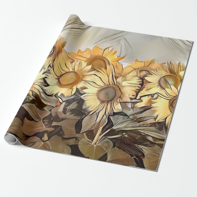 Wasserfarbenfeld Sonnenblumen Elegante Sammlung Geschenkpapier (Ungerollt)