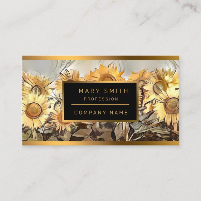 Wasserfarbenfeld Sonnenblumen Elegante Sammlung Visitenkarte (Vorderseite)